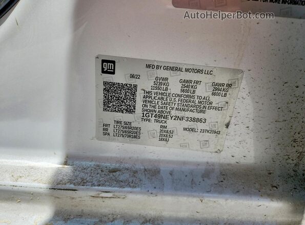 1GT49NEY2NF338863 2022 GMC SIERRA White Engine compartment view