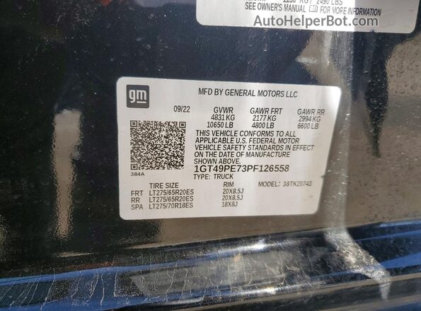 1GT49PE73PF126558 2023 GMC SIERRA Black Widok komory silnika