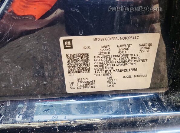 1GT49VEY3MF201896 2021 GMC SIERRA Синий Вид подкапотного пространства