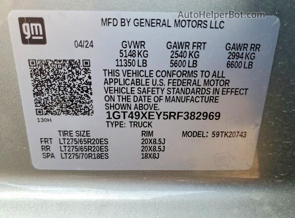 1GT49XEY5RF382969 2024 GMC K3500 Silver 