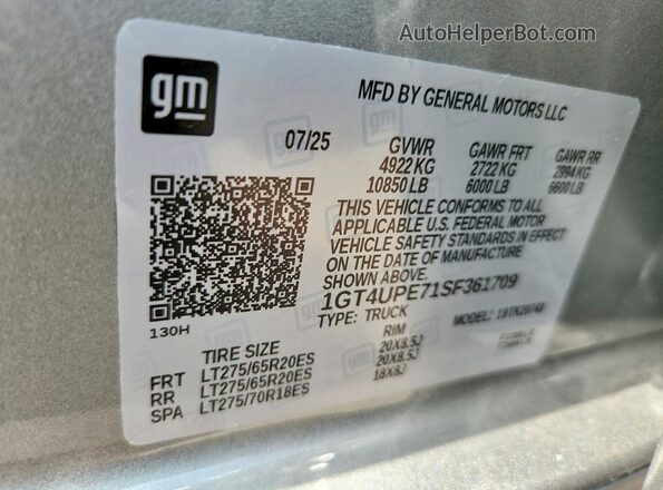 1GT4UPE71SF361709 2025 GMC SIERRA Gray 