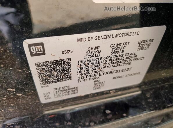 1GT4UPEYXSF314137 2025 GMC SIERRA Black Շարժիչի բաժամունքի տեսք