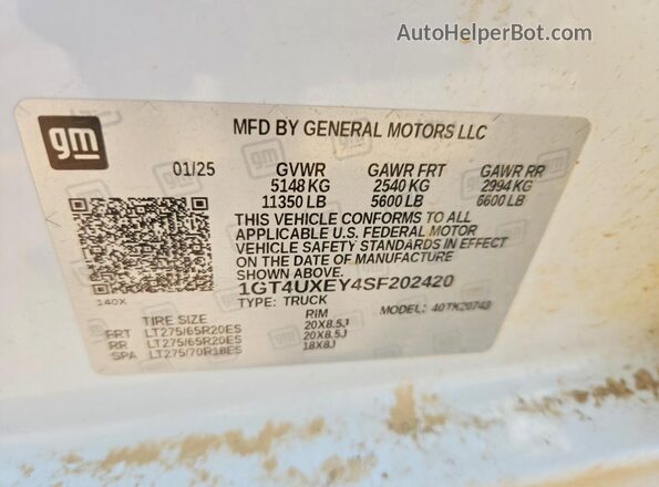 1GT4UXEY4SF202420 2025 GMC SIERRA White 