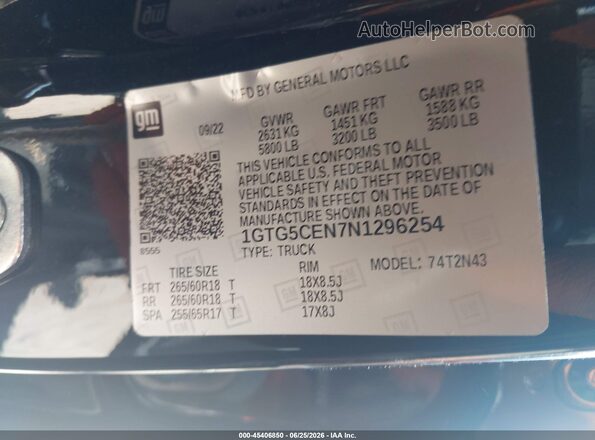 1GTG5CEN7N1296254 2022 GMC CANYON Black Вид підкапотного простору
