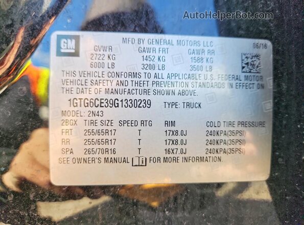 1GTG6CE39G1330239 2016 GMC CANYON Black 
