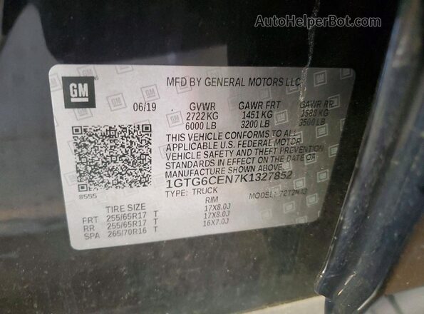1GTG6CEN7K1327852 2019 GMC CANYON Black VIN sticker view