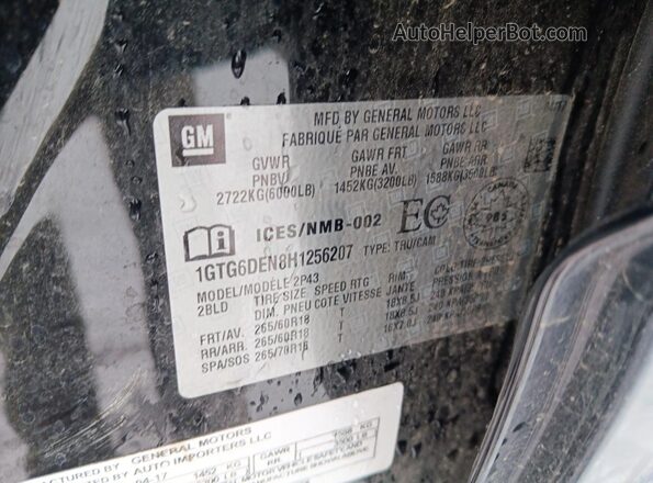 1GTG6DEN8H1256207 2017 GMC CANYON Черный 