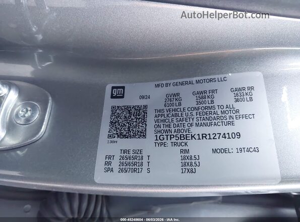 1GTP5BEK1R1274109 2024 GMC CANYON Silver Вид підкапотного простору