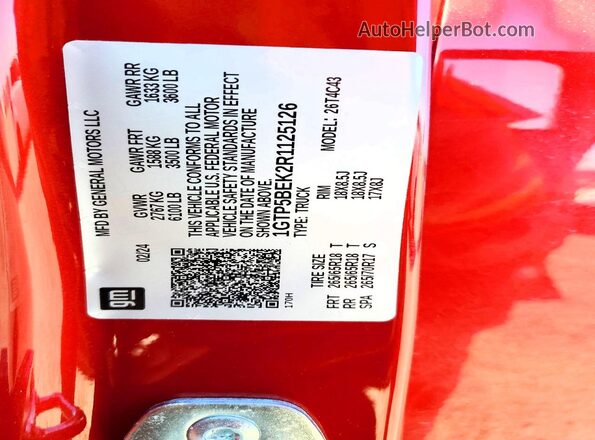1GTP5BEK2R1125126 2024 GMC CANYON Red 
