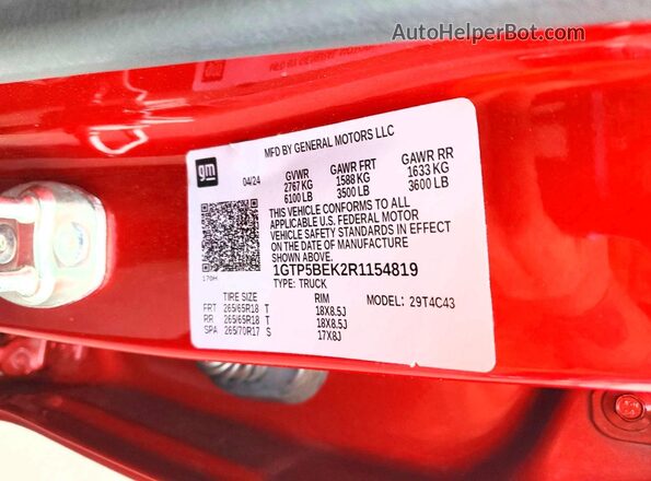 1GTP5BEK2R1154819 2024 GMC CANYON Red Вид підкапотного простору