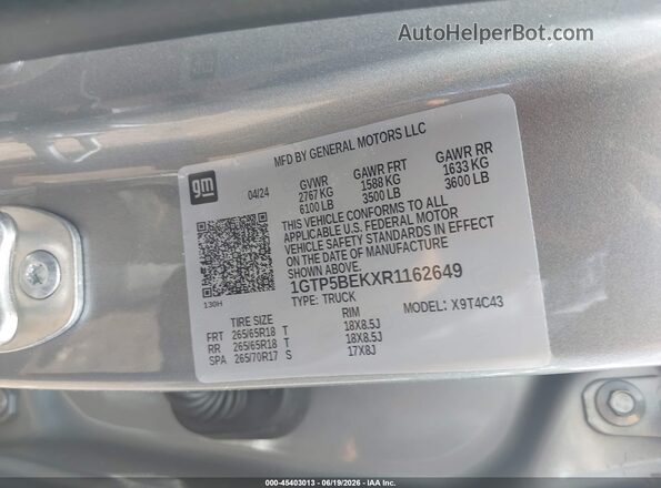 1GTP5BEKXR1162649 2024 GMC CANYON Серый Вид подкапотного пространства