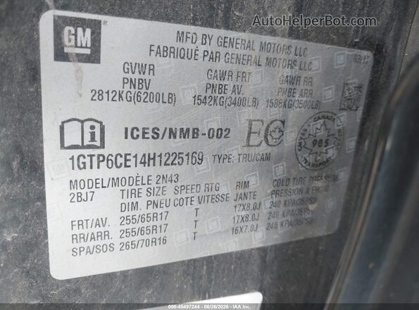 1GTP6CE14H1225169 2017 GMC CANYON Black Engine compartment view