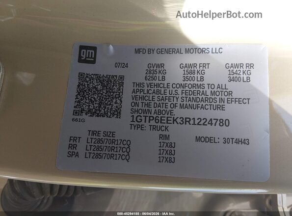1GTP6EEK3R1224780 2024 GMC CANYON Beige Vista del compartimento del motor