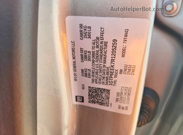 1GTP6EEK7R1205259 2024 GMC CANYON Серый Вид подкапотного пространства