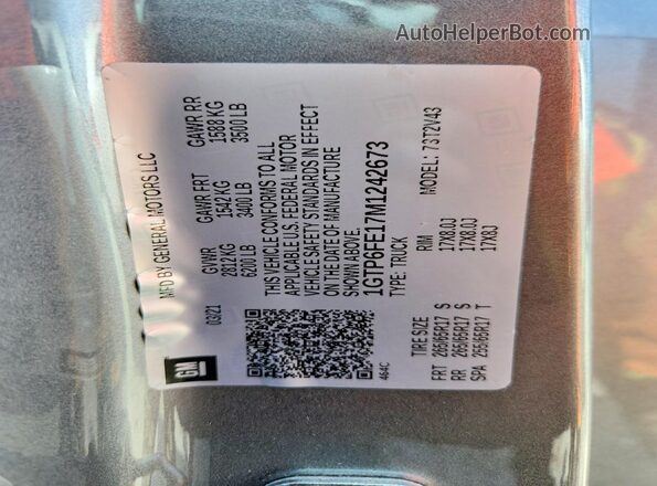 1GTP6FE17M1242673 2021 GMC CANYON Gray ძრავის განყოფილების ხედი