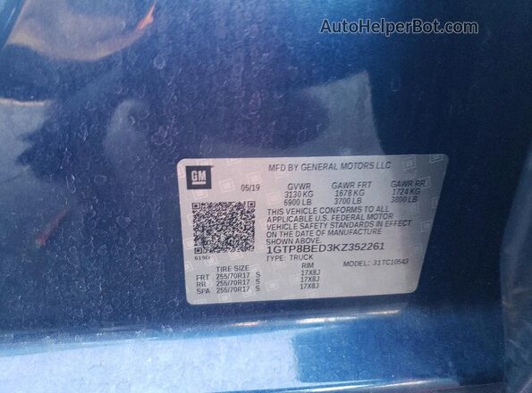1GTP8BED3KZ352261 2019 GMC SIERRA Blue 