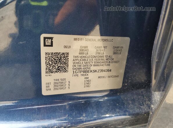 1GTP8BEK5KZ394364 2019 GMC SIERRA Blue ძრავის განყოფილების ხედი