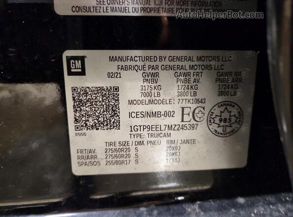 1GTP9EEL7MZ245397 2021 GMC SIERRA Black Engine compartment view