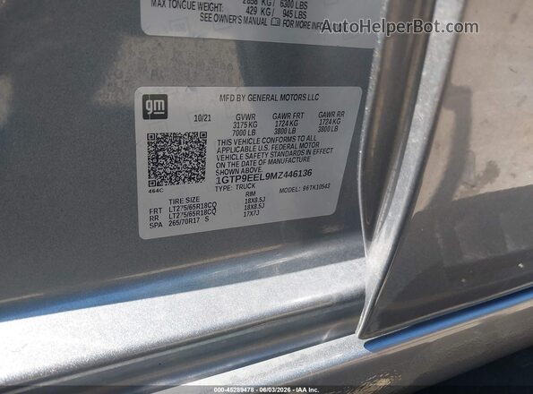 1GTP9EEL9MZ446136 2021 GMC SIERRA Gray ძრავის განყოფილების ხედი