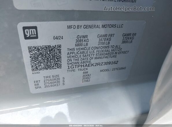 1GTPHAEK2RZ309162 2024 GMC SIERRA Gray Vista del compartimento del motor