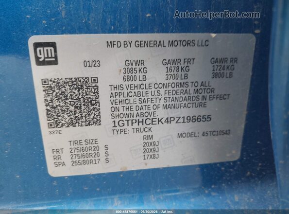 1GTPHCEK4PZ198655 2023 GMC SIERRA Blue Engine compartment view