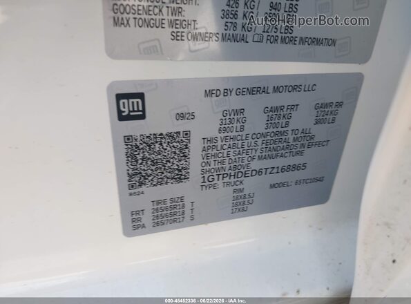 1GTPHDED6TZ168865 2026 GMC SIERRA White Vista del compartimento del motor