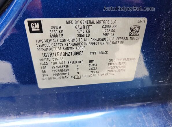 1GTR1LEH0HZ100983 2017 GMC SIERRA Blue 