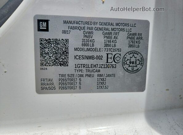 1GTR1LEH7JZ130763 2018 GMC SIERRA White Engine compartment view