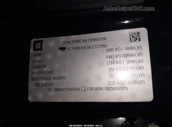 1GTR8CEK1KZ377950 2019 GMC SIERRA Black 