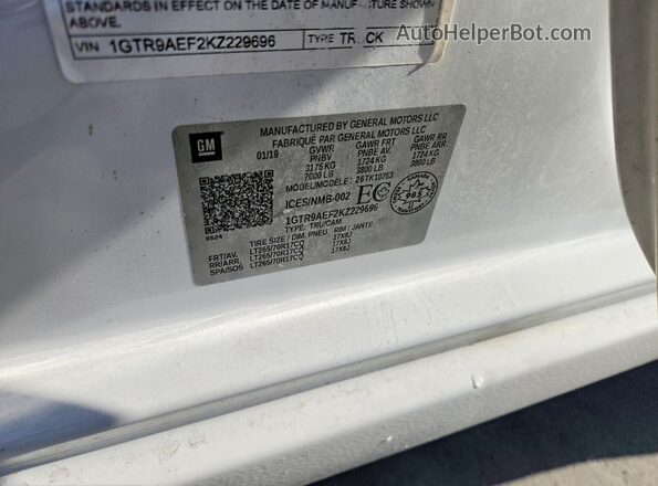 1GTR9AEF2KZ229696 2019 GMC SIERRA Белый Вид подкапотного пространства