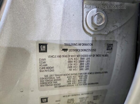 1GTR9CED0MZ253153 2021 GMC SIERRA Silver ძრავის განყოფილების ხედი