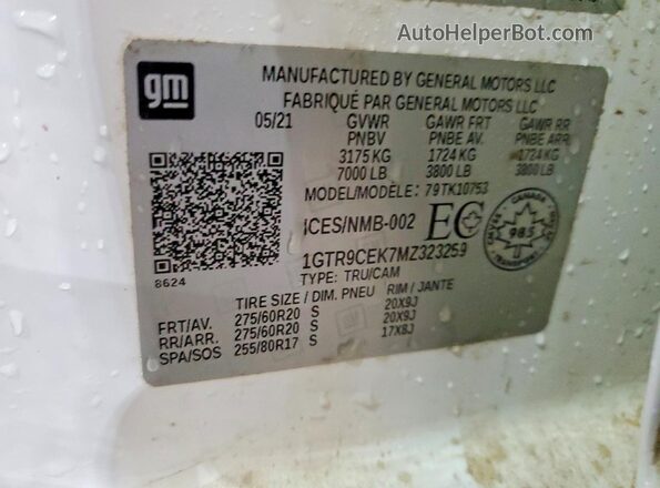 1GTR9CEK7MZ323259 2021 GMC SIERRA White 