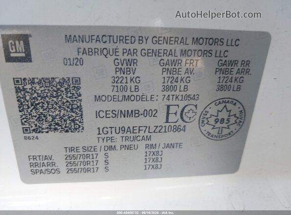 1GTU9AEF7LZ210864 2020 GMC SIERRA White Engine compartment view