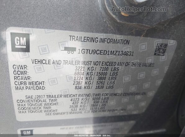 1GTU9CED1MZ134831 2021 GMC SIERRA Серый Вид подкапотного пространства