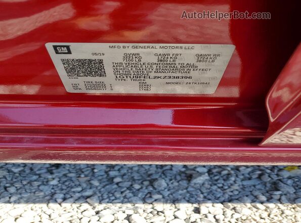 1GTU9FEL2KZ338396 2019 GMC SIERRA Red Вид підкапотного простору