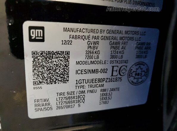 1GTUUEE80PZ161875 2023 GMC SIERRA Black ძრავის განყოფილების ხედი