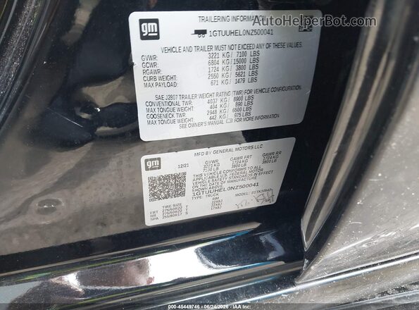 1GTUUHEL0NZ500041 2022 GMC SIERRA Черный Вид подкапотного пространства