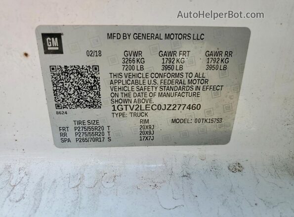 1GTV2LEC0JZ277460 2018 GMC SIERRA White 