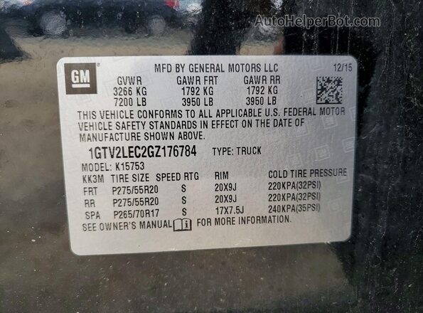 1GTV2LEC2GZ176784 2016 GMC SIERRA Black Vista del compartimento del motor