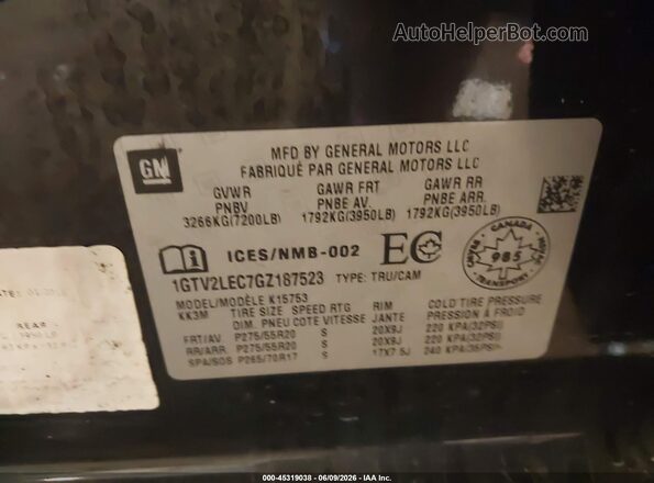 1GTV2LEC7GZ187523 2016 GMC SIERRA Black Շարժիչի բաժամունքի տեսք