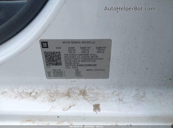 1GTV2LEH9JZ299100 2018 GMC SIERRA White Շարժիչի բաժամունքի տեսք