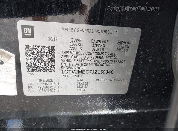 1GTV2MEC7JZ159346 2018 GMC SIERRA Black Engine compartment view
