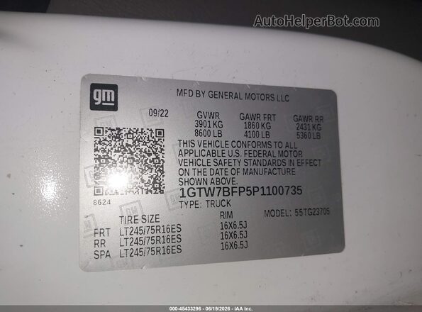 1GTW7BFP5P1100735 2023 GMC SAVANA CARGO White Engine compartment view
