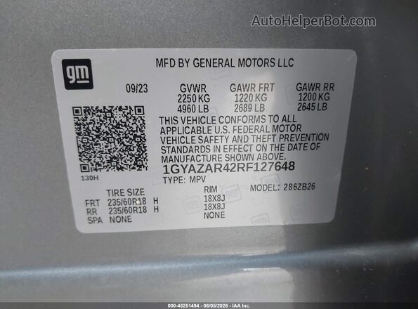 1GYAZAR42RF127648 2024 CADILLAC XT4 Silver Vista del compartimento del motor