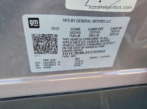 1GYC3KML8TZ703943 2026 CADILLAC VISTIQ Gray 