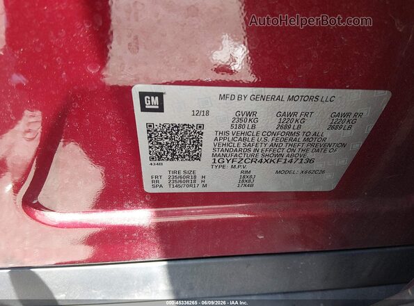 1GYFZCR4XKF147136 2019 CADILLAC XT4 Burgundy Вид підкапотного простору