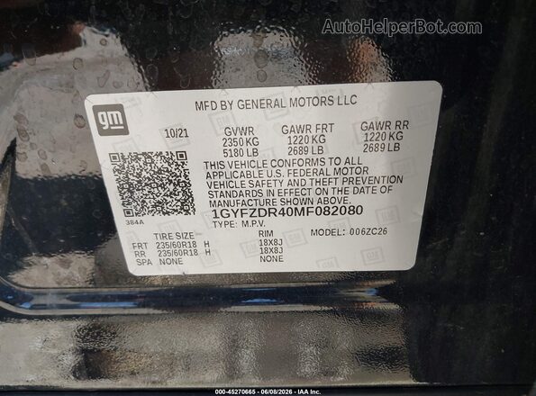 1GYFZDR40MF082080 2021 CADILLAC XT4 Black Engine compartment view
