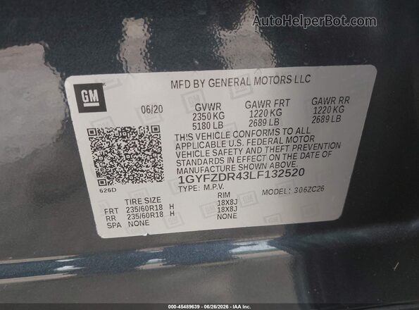 1GYFZDR43LF132520 2020 CADILLAC XT4 Blue Շարժիչի բաժամունքի տեսք