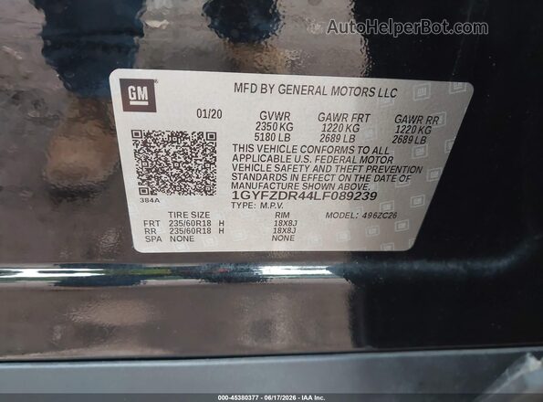 1GYFZDR44LF089239 2020 CADILLAC XT4 Черный Вид подкапотного пространства