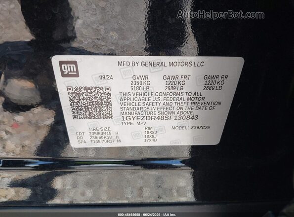 1GYFZDR48SF130843 2025 CADILLAC XT4 Black Vista del compartimento del motor